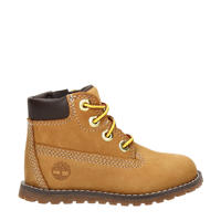 thumbnail: Bruine jongens en meisjes Timberland Pokey Pine nubuck veterboots met rits- en vetersluiting en effen