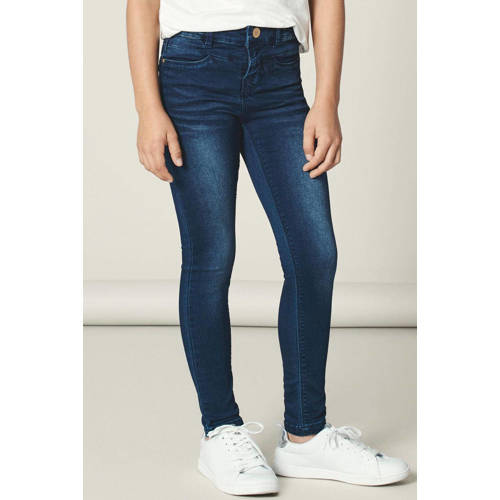 NAME IT KIDS skinny fit jeans NKFPOLLY dark denim Blauw Meisjes Stretchdenim - 104