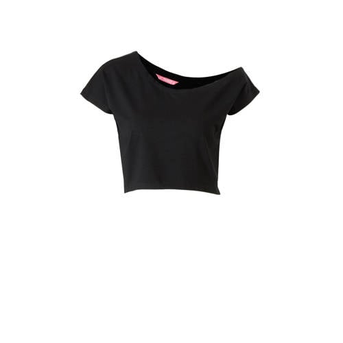 Papillon sportshirt zwart Sport t-shirt Meisjes Viscose Ronde hals