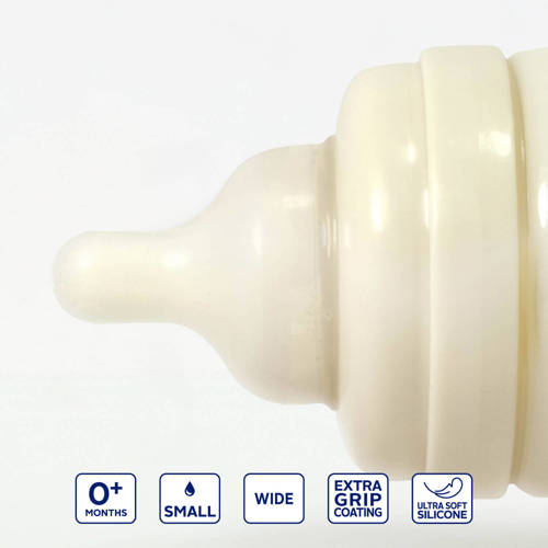 Difrax Flessenspeen Wide Small 0+ Maanden 2 Stuks Voor melkvoeding Transparant