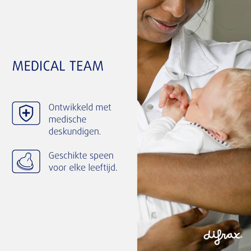 Difrax Flessenspeen Wide Large 6+Maanden 2 Stuks Voor melkvoeding rijstepap etc. Transparant