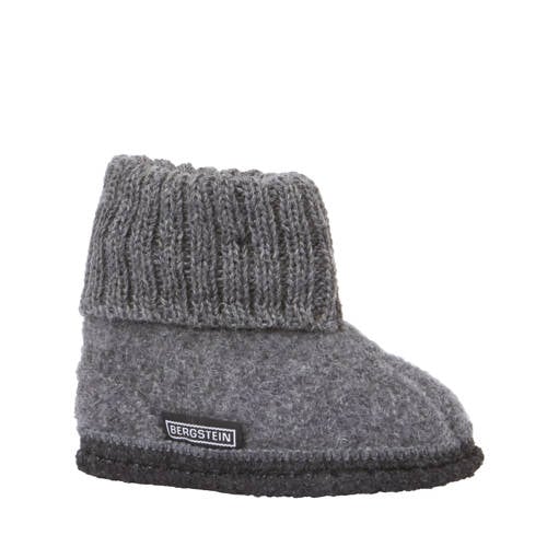 Bergstein Cozy pantoffel Grijs Jongens/Meisjes Wol Effen - maat 34 afbeelding